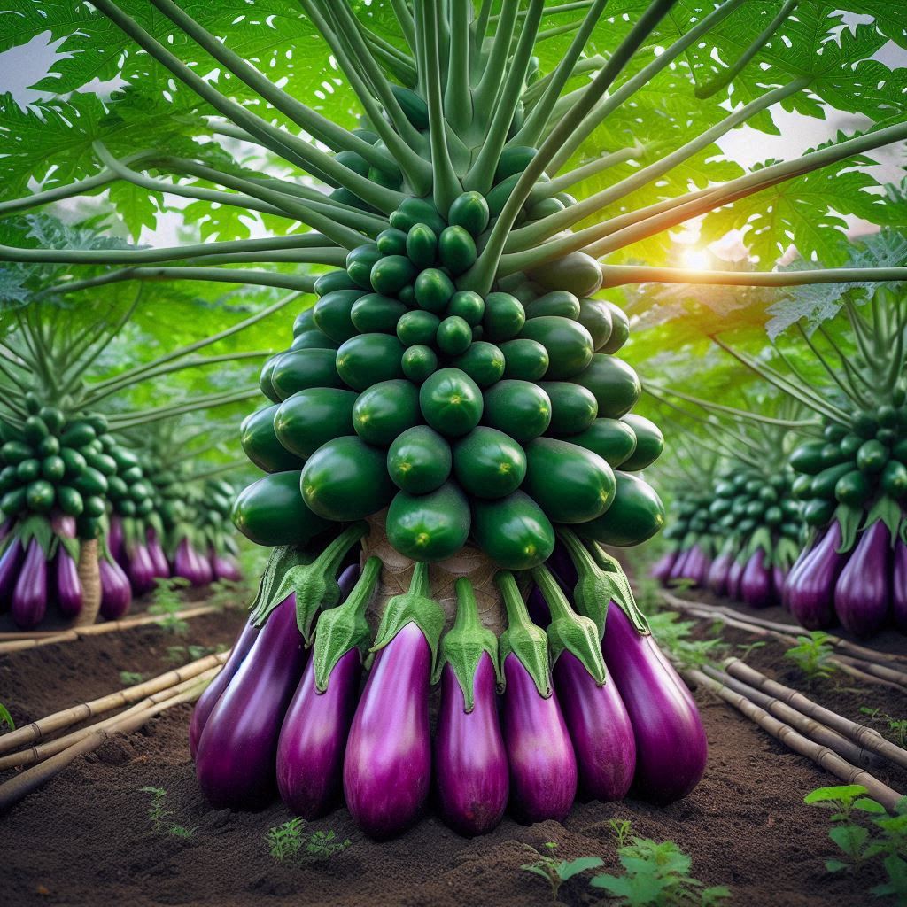 Grafting Eggplant With Papaya Fruit