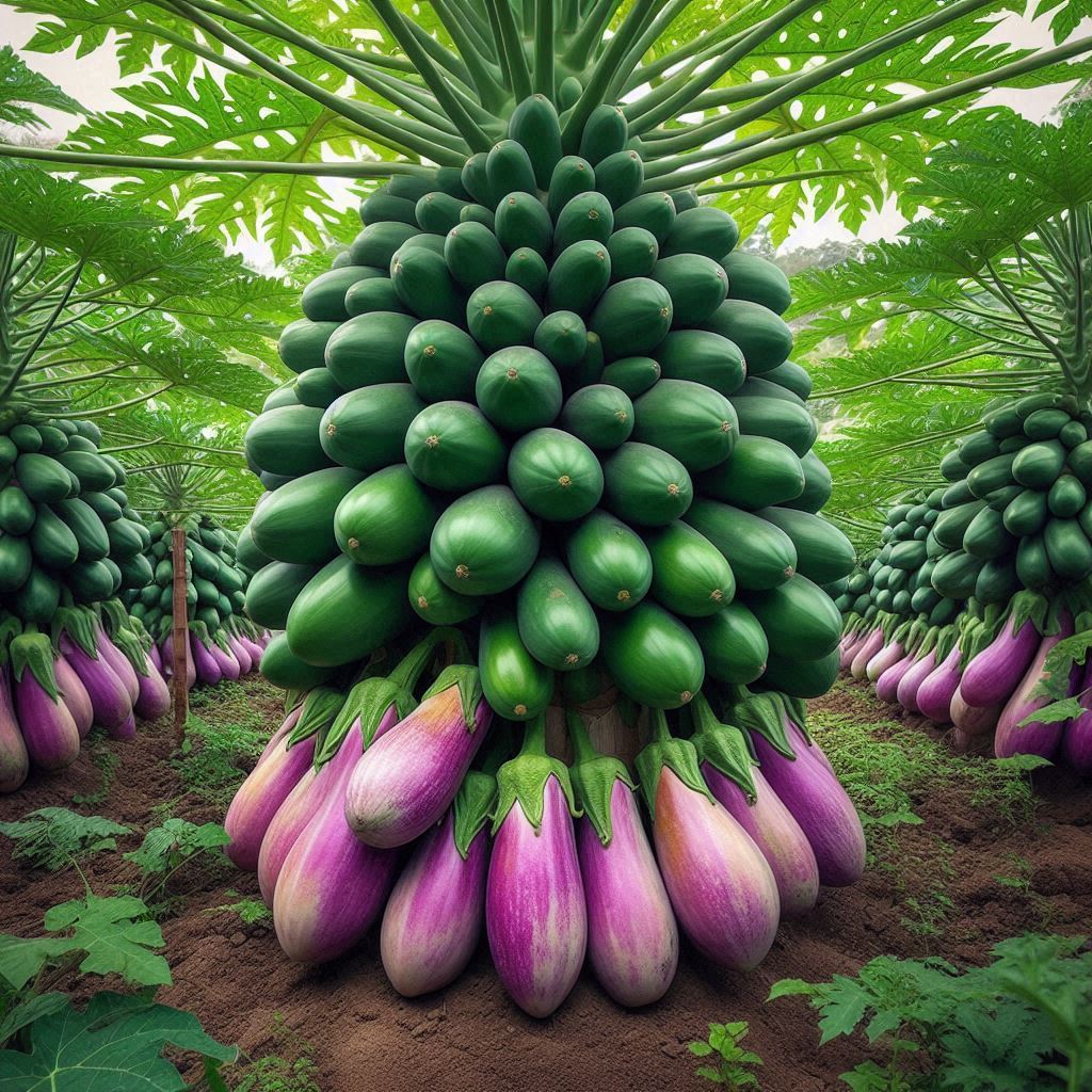 Grafting Eggplant With Papaya Fruit