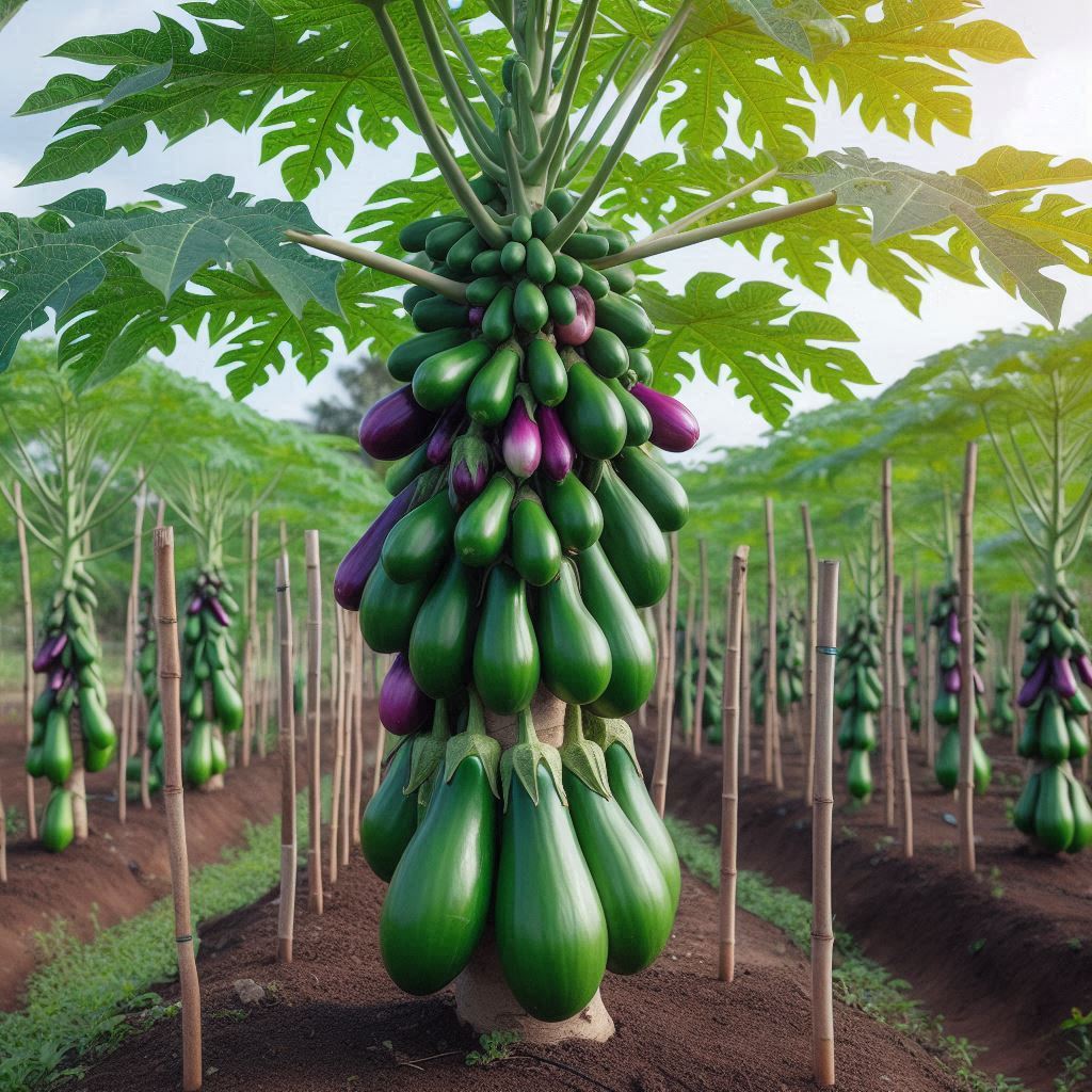 Grafting Eggplant With Papaya Fruit