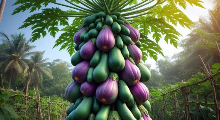 Grafting Eggplant With Papaya Fruit