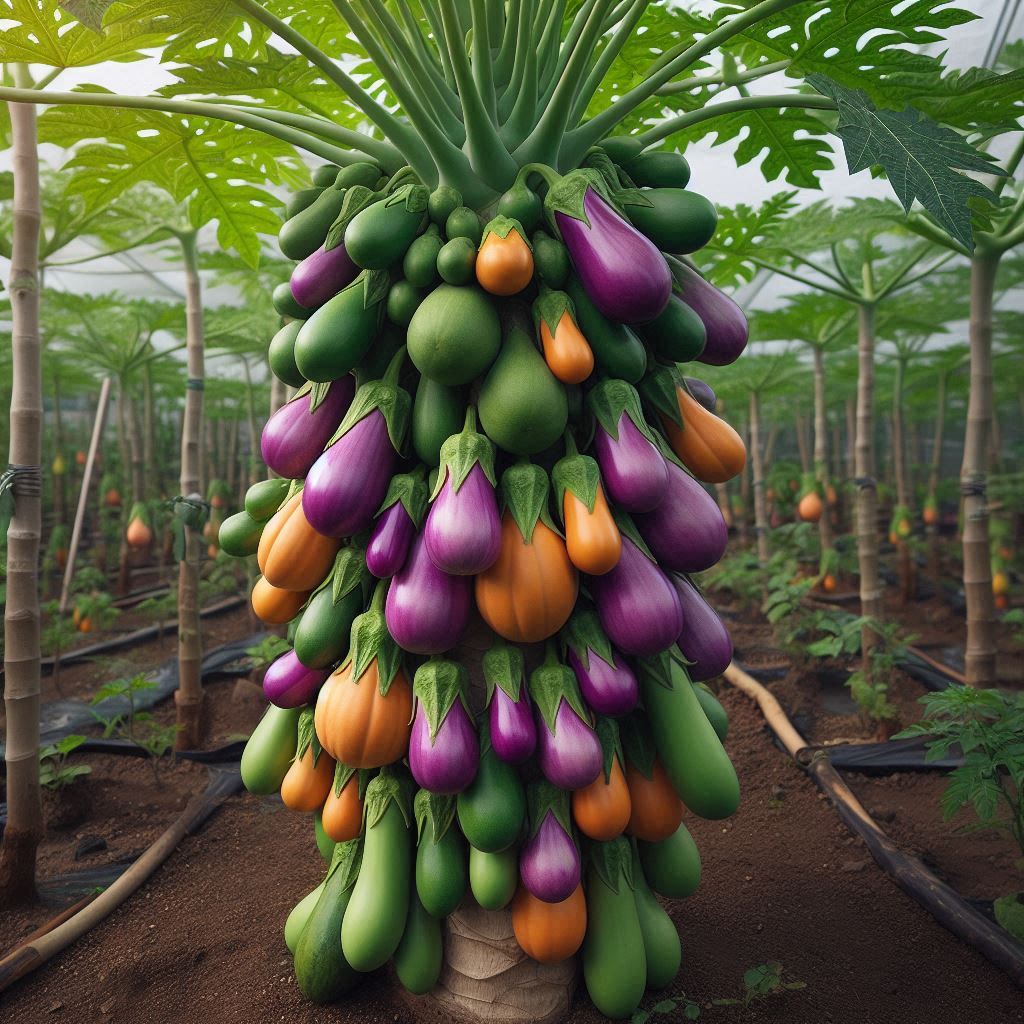 Grafting Eggplant With Papaya Fruit