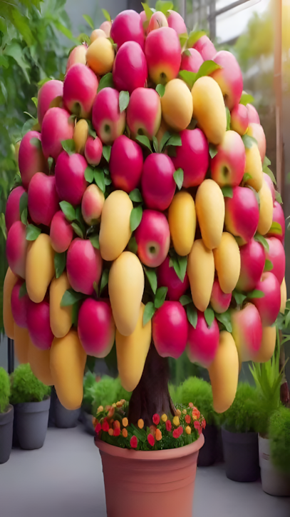 Harvest apples and mangoes on the same tree with New grafting
