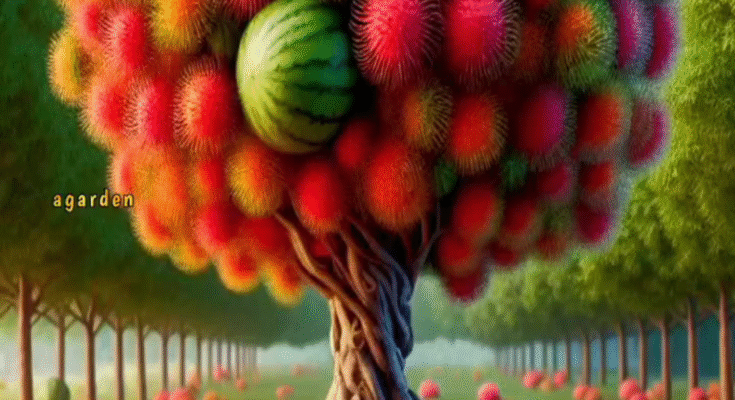 a new method for growing hybrid fruit trees of watermelon and rambutan.#gardening