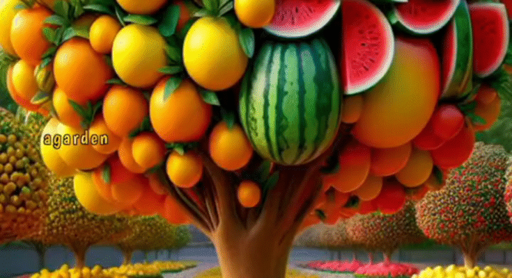 Easy and new method for growing and planting hybrid fruit trees of orange and watermelon.#garden