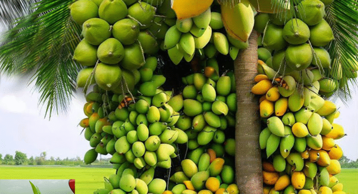 Great !! Grafting Coconut Fruit with Mango Fruit Get Great Fruit